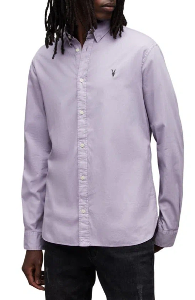 Allsaints Hawthorne Slim Fit Button-up Shirt In Smokey Lilac