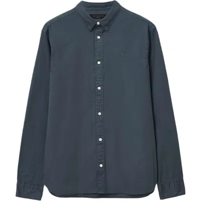 Allsaints Hawthorne Solid Stretch Cotton Button-up Shirt In Brown