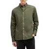 Allsaints Hawthorne Solid Stretch Cotton Button-up Shirt In Fleur Green