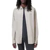 Allsaints Hawthorne Solid Stretch Cotton Button-up Shirt In Whisper Grey