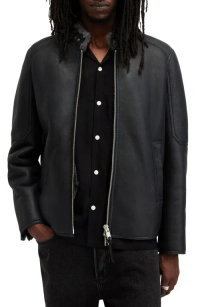 Allsaints Hayward Leather Jacket In Black