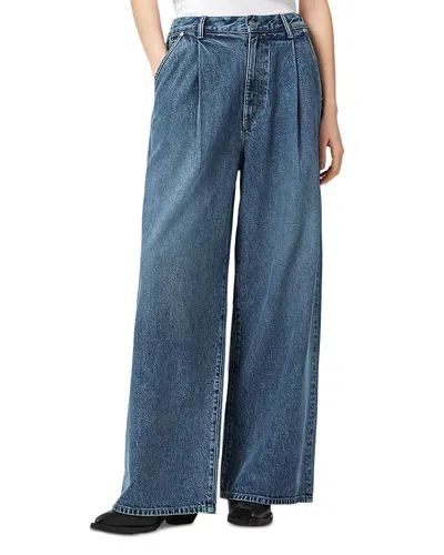 Allsaints Haze High Rise Pleat Jeans In Mid Indigo In Blue