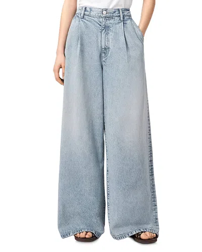 Allsaints Haze High Rise Wide Leg Jeans In Light Indigo In Blue