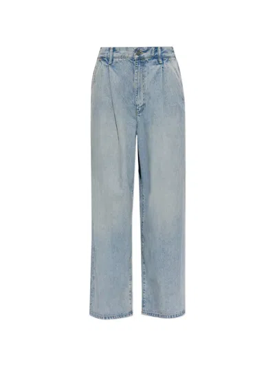 Allsaints Haze Pleated High-waisted Jeans In Blue