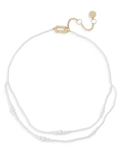 Allsaints Hazel Imitation Pearl Layered Necklace, 16-18 In White
