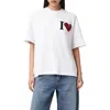 Allsaints Womens Optic White Heart Etta Heart-embroidered Cotton T-shirt Xs In White