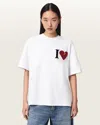 Allsaints Womens Optic White Heart Etta Heart-embroidered Cotton T-shirt Xs In White