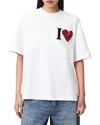 Allsaints Womens Optic White Heart Etta Heart-embroidered Cotton T-shirt Xs In White