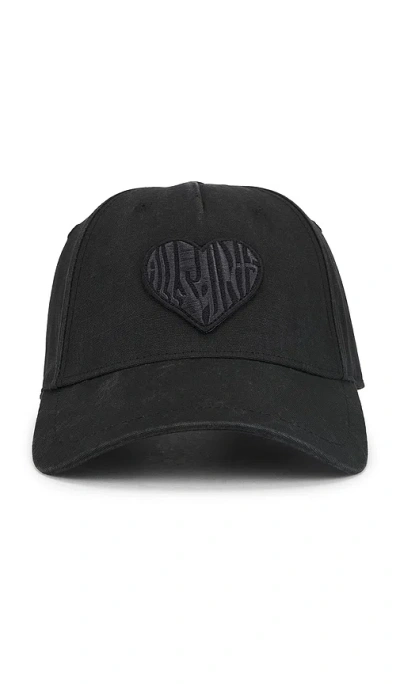 Allsaints Heart Patch Baseball Cap In Black