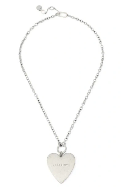 Allsaints Heart Pendant Necklace In Neutral