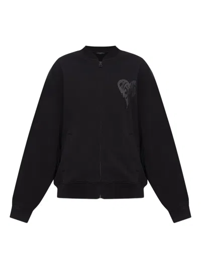 Allsaints Heart-print Bomber Jacket In Black