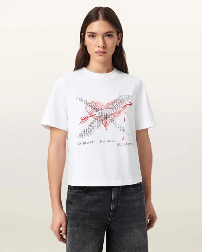 Allsaints Heartache Lisa Cotton Graphic T-shirt In White