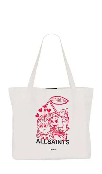 Allsaints Heartbreak Tote In Chalk & White