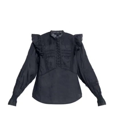 Allsaints Heather Ruffle Top In Black