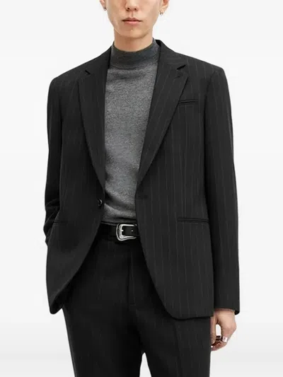 Allsaints Heddon Pinstripe Single-breasted Blazer In Black