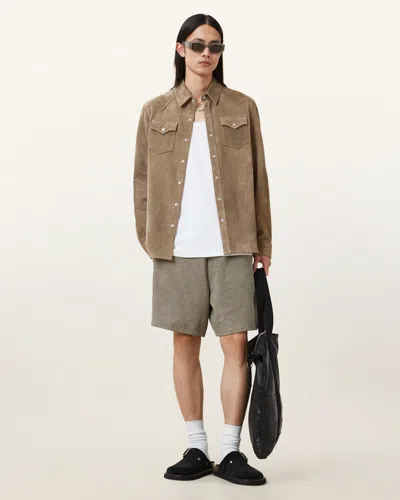 Allsaints Heeley Suede Shorts In Barrel Brown