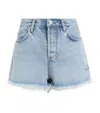 Allsaints Heidi High Rise Distressed Denim Shorts In Blue