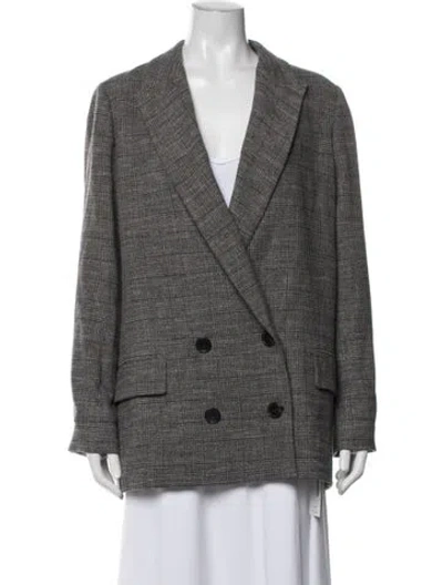 Pre-owned Allsaints Helei Plaid Print Blazer In Grey