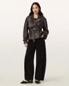 Allsaints Helena Barrel Leg Flocked Jeans In Brown