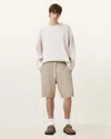 Allsaints Helix Straight Leg Sweat Shorts In Mire Brown