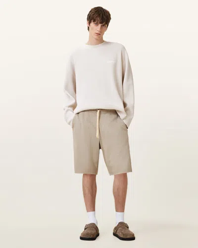 Allsaints Helix Straight Leg Sweat Shorts In Mire Brown