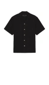 Allsaints Mens Bandol Relaxed-fit Short-sleeve Linen-blend Shirt Dark Charcoal Xl In Black