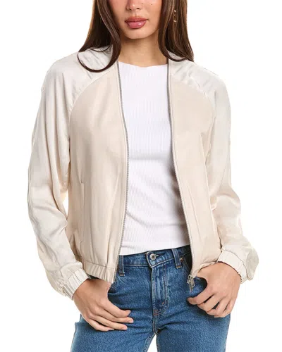 Allsaints Helton Leather Bomber Jacket In White