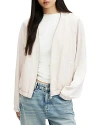 Allsaints Helton Contrast Leather Bomber Jacket In Off White