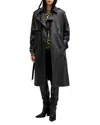 Allsaints Hendry Relaxed Fit Leather Trench Coat In Black
