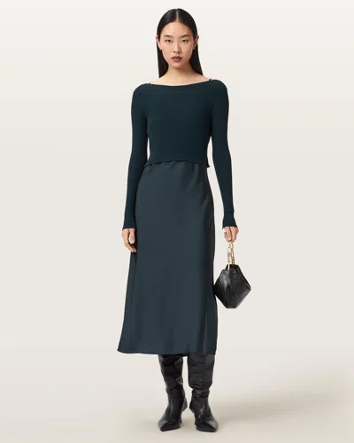 Allsaints Hera 2-in-1 Midi Dress In Blue