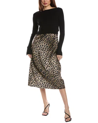 Allsaints Hera Leppo 2-in-1 Midi Dress In Black