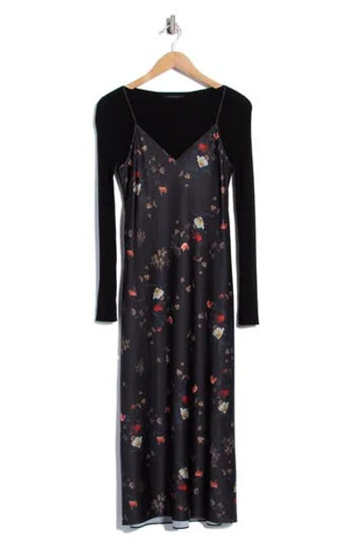 Allsaints Hera Two-piece Midi Dress In Kora Black