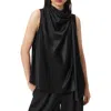Allsaints Herela Tie Neck Sleeveless Satin Top In Black
