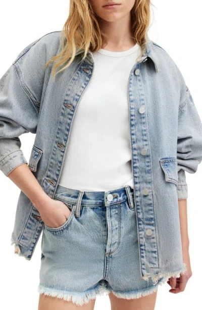 Allsaints Hettie Denim Shacket In Dusty Blue