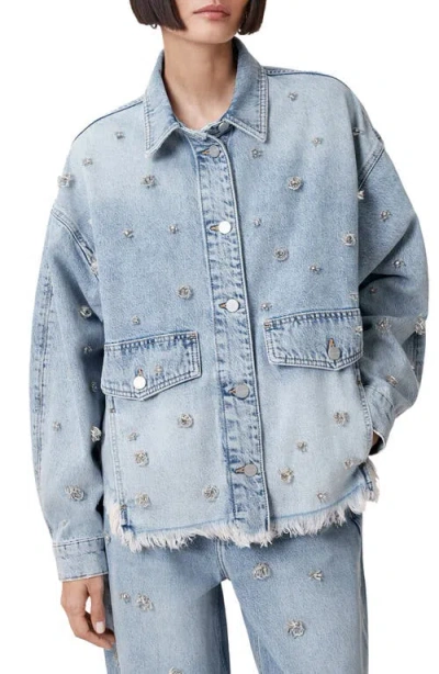 Allsaints Hettie Embellished Oversized Denim Shacket