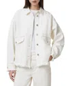 Allsaints Hettie Fray Denim Shirt Jacket In Off White