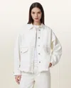 Allsaints Hettie Fray Denim Shirt Jacket In Off White