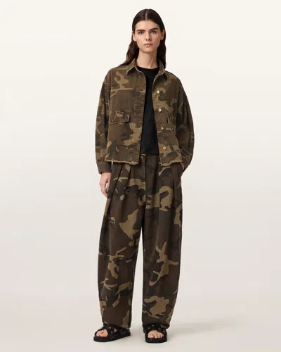 Allsaints Hettie Oversized Camo Shacket In Brown