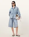 Allsaints Womens Light Indigo Hettie Oversized Denim Jacket Xs In Light Indigo