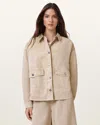 Allsaints Womens Sand Brown Hettie Oversized Linen-blend Shacket In Sand Brown