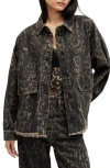 Allsaints Denim Leopard Hettie Overshirt In Jinx Golden Brown