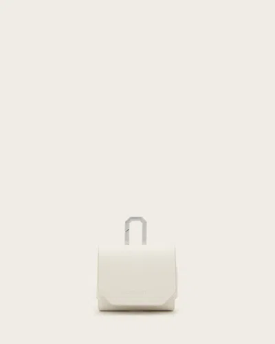 Allsaints Hex Airpod Leather Case In Birch White