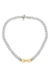 Allsaints Hex Charm Collar Necklace In Rhodium/gold