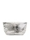 Allsaints Hex Snake Effect Leather Pouch In Silber