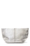 Allsaints Hex Snake Effect Leather Pouch In Silver Crinkle