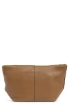 Allsaints Hex Grained Leather East/west Pouch In Brown