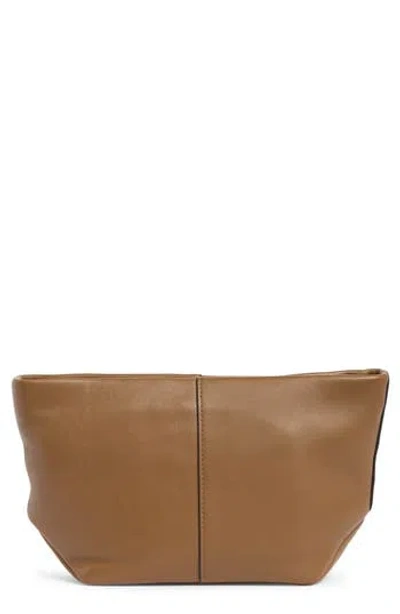 Allsaints Hex Grained Leather East/west Pouch In Brown