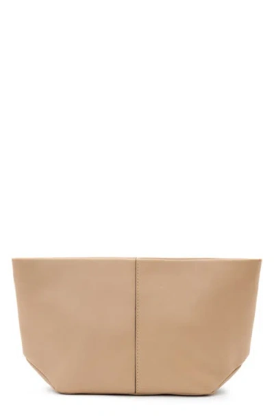Allsaints Hex Grained Leather East/west Pouch In Mink Brown