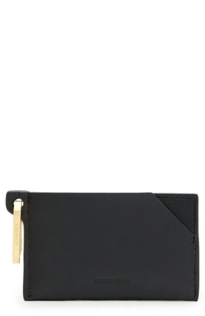 Allsaints Hex Leather Cardholder In Black