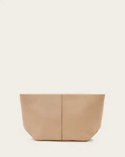 Allsaints Hex Leather Pouch In Mink Brown